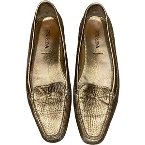 Gold Prada Loafers